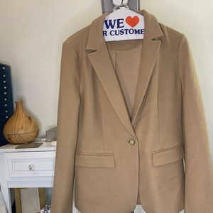 Beige Blazer with Elbow Patch & Beautiful Buttons